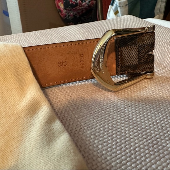 Authentic Louis Vuitton Belt in Damien Ebene Pattern, gold hardware size 90, XXL - Picture 3 of 10